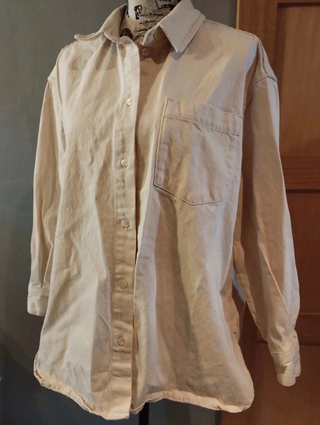 Chaqueta de camisa mujer crema, Selected, T38 – photo 2